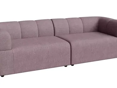 Pink Fabric Lisbon 3S Sofa 3D model