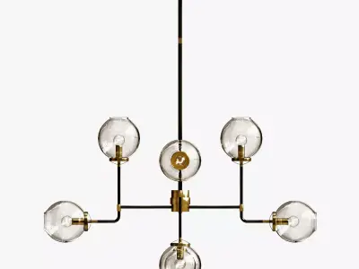 bistro globe clear glass chandelier 8 3D model