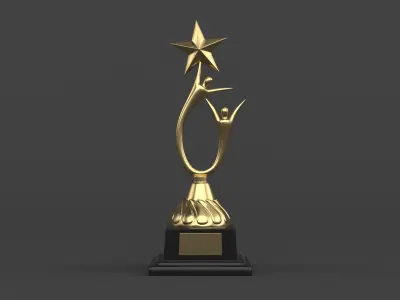 Gold Trophy Cups 3D model 24