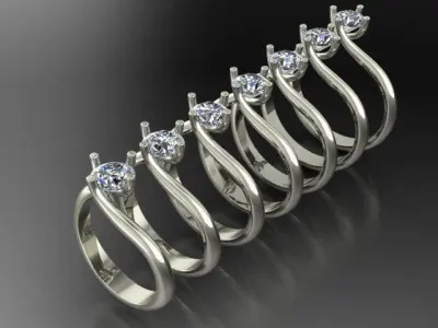 28 solitaire rings 0 75 ct 3D print model