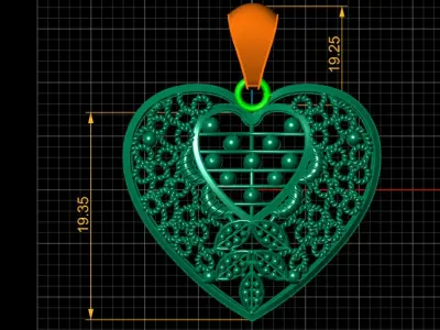 PRECIOUS DESIGN HEART PENDANT 3D PRINTABLE MODEL 3D print model