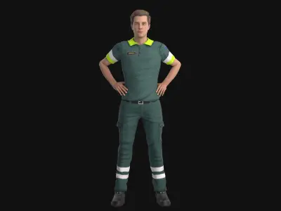 Paramedic Rigged Low-poly 3D model