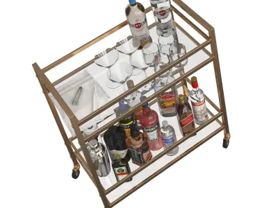 Mini Bar Beverage Table 3D model