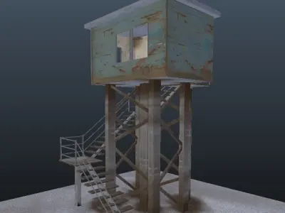 Metal Watch Tower Dusty Low-poly 3D model