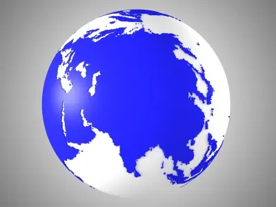 Solid Color Dark Blue White Globe 3D model