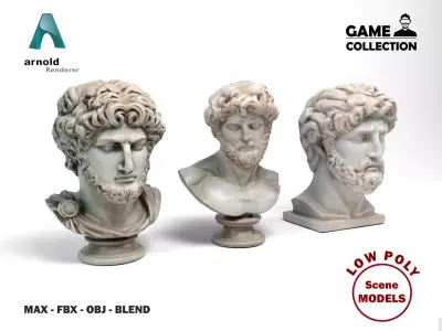 Greek Busts Low-poly 3D model