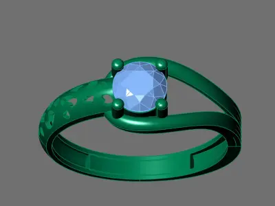 Womens Rings With Stone Ring Ready STL 3DM Models Rings women 3D print model 11