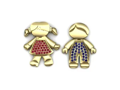 Boy and Girl Pendant 3D print model