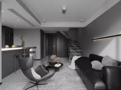 Modern living room dining room interior scenes 381 3D model