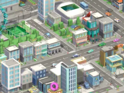 Cartoon City Home Exterior Street Scene 3D model Low-poly 3D model