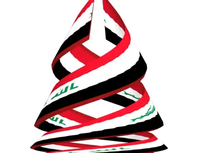  Iraqi flag on double Helical structure 3D model