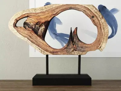 Wooden Decoration on Stand 3D model