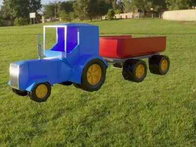 toysfhdfsdgds toy tractor and trailer Low-poly 3D model