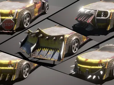 Customizable Post-Apocalyptic Car - 03 - Chevy Low-poly 3D model