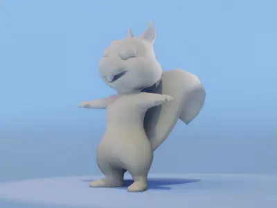 Cartoon Squirrel Rigged Base Mesh 3D Model Low-poly 3D model