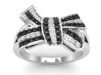 AV 685 Diamond Ladies Split Shank Cocktail Bow Ring 3D print model