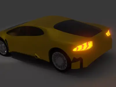 yellow car low poly Low-poly 3D model