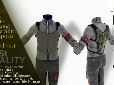 MENS QUARTER ZIP LONG SLEEVE SHIRT 3D model