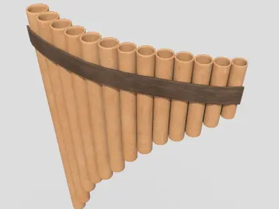 Panpipe wooden tube Low-poly 3D model
