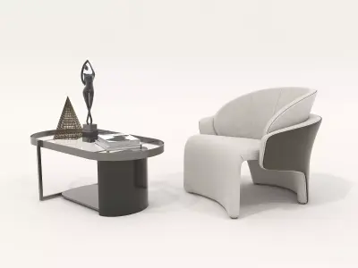 Modern Coffee Table and Armchair Set 48 3D model
