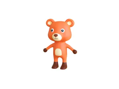 High-Quality 3D Cute Bear Animated for Games Low-poly 3D model