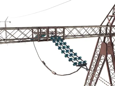 Electricity Pole 25 Weathered Low-poly 3D model