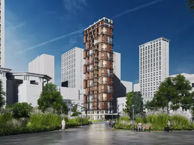 Residential Highrise Building Exterior Scene 3D model