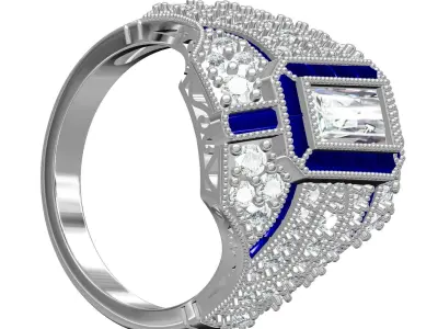 Antique Art Deco Engagement Ring 3 3D print model