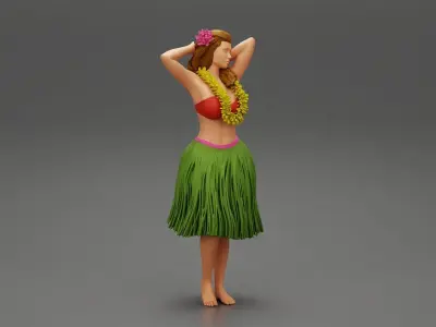 Hula Girl dancing 3D print model