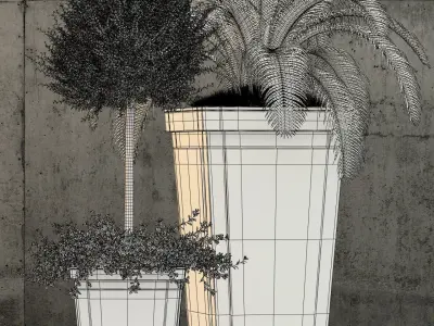 Restoration Hardware paneled sheet metal planters 3D model