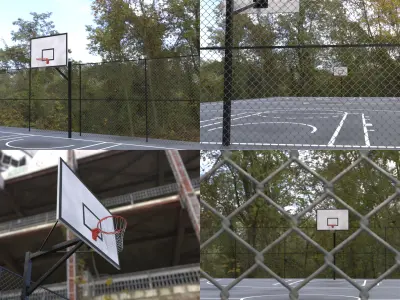 Street Basketball Court Low-poly 3D model