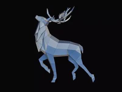 Polygonal Elk Deer Low-poly 3D model