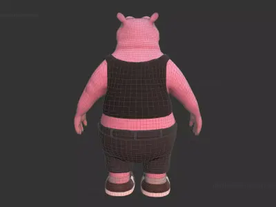Hippo character  Low-poly 3D model