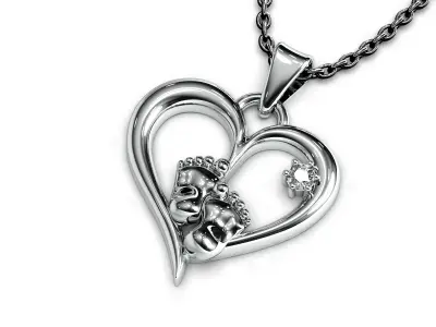 Baby feet in a heart pendant 3D print model 3D print model