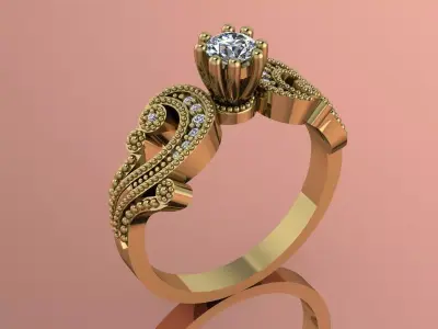 Elegant Diamond Ring Brand Gold 3D print model