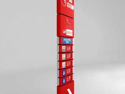 Gas station price sign totem low poly 02 Low-poly 3D model