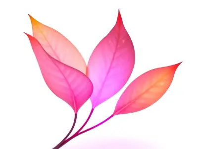 Vibrant Gradient Leaf model pack Low-poly 3D model