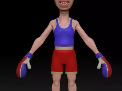 Boxer Cartoon Free low-poly 3D model