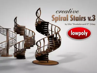 Decorative Spiral Stairs Low-poly 3D model
