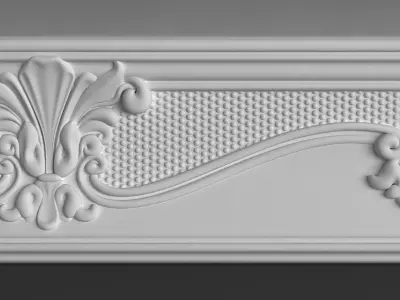 Cornice Moulding with classic floral elements 3D model 3D model