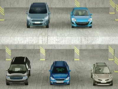 5 Low Poly touring cars Low-poly 3D model