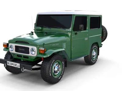 Toyota Land Cruiser FJ 40 with Chassis Green 3D model