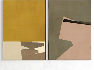 Plaster Two Photo Frame 334 Low-poly 3D model