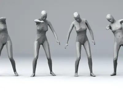 15 Lowpoly Women Sport Fitness Dance Activity Poses Low-poly 3D model