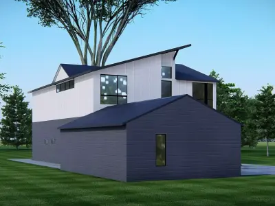 Modern Two-Story American House Contemporary Home Exterior 3D  3D model