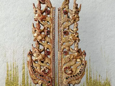 Antique Burmese Wooden Fragments 3D model