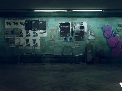 Abandoned Subway Station in Berlin Environment Low-poly 3D model