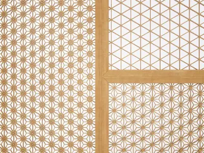 KUMIKO Collection A japanese screen with geometric patterns 3D model