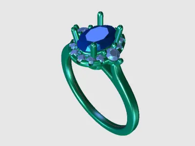 R RA020 engagement ring with ruby stone 3D print model