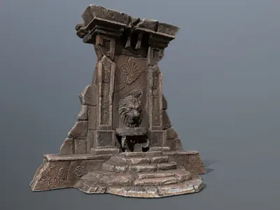 Lion fountain Low-poly 3D model